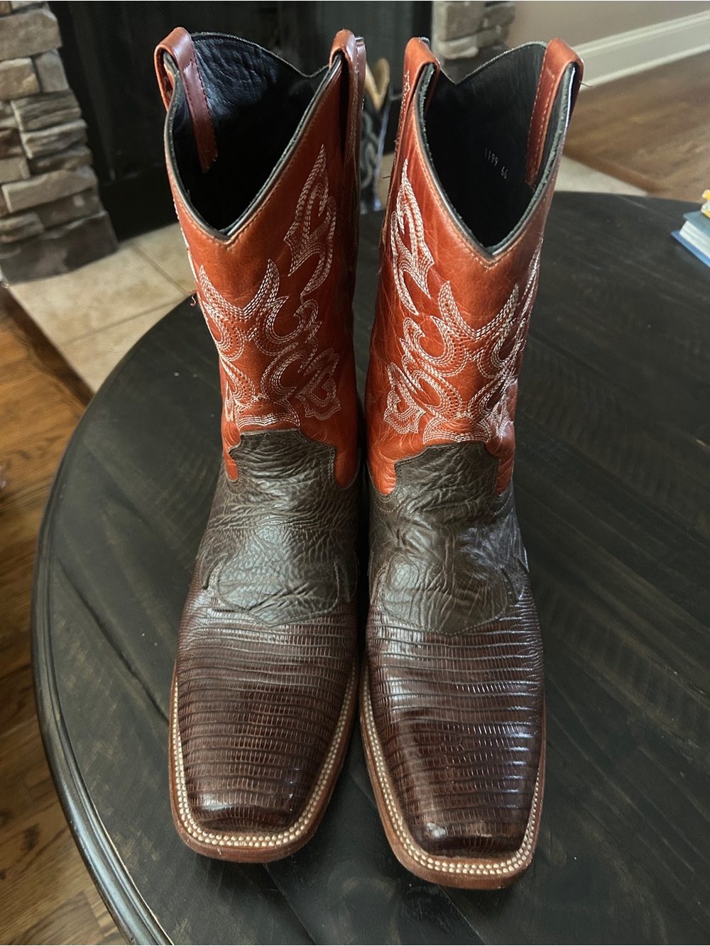 J. B. Dillon Men's Western Cowboy Boots Square Toe. Lizard Skin 14D